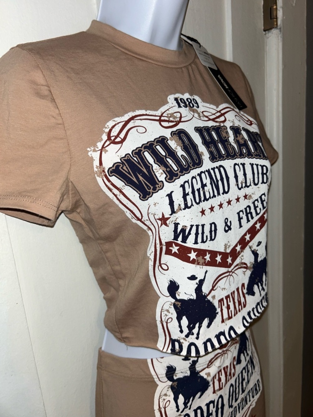 Fashion Nova Brown Rodeo Queen Graphic Crop Top & Skirt Set - Picture 2 of 6